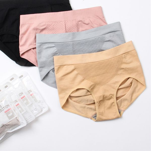 3d massage beehive warm underwear mid waist breathable hip lifting lady modal cotton crotch briefs, Black;pink